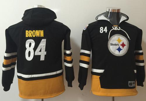 Nike Steelers #84 Antonio Brown Black/Gold Youth Name & Number Pullover NFL Hoodie